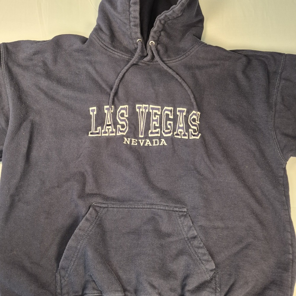 SOLD Las Vegas Graphic Hoodie Mens Navy Size L Long Sleeve Pullover Sweatshirt